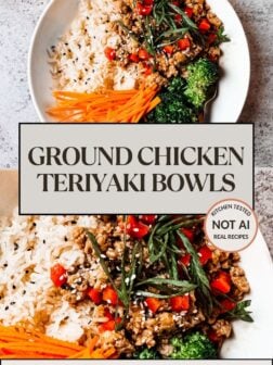 ground chicken teriyaki bowl pin