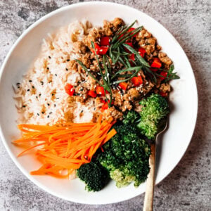 ground chicken teriyaki bowl