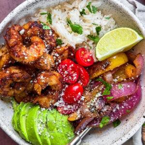 fiesta shrimp rice bowls